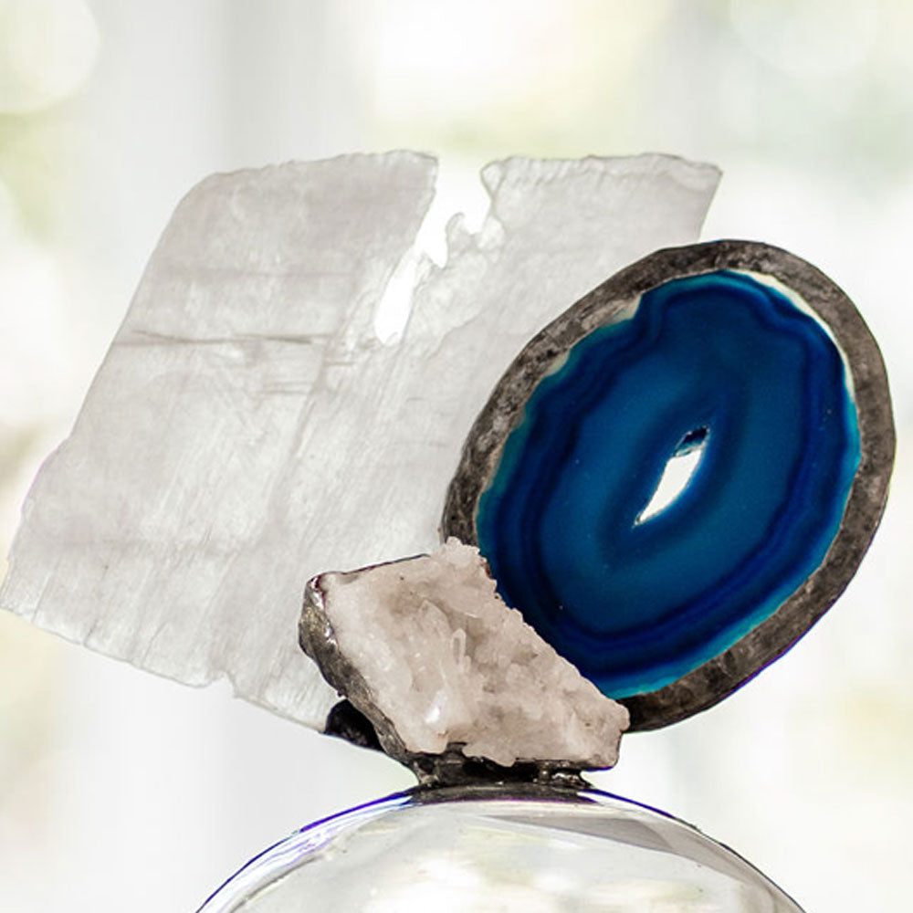 Blue Agate Selenite S Geode Float (Medium)