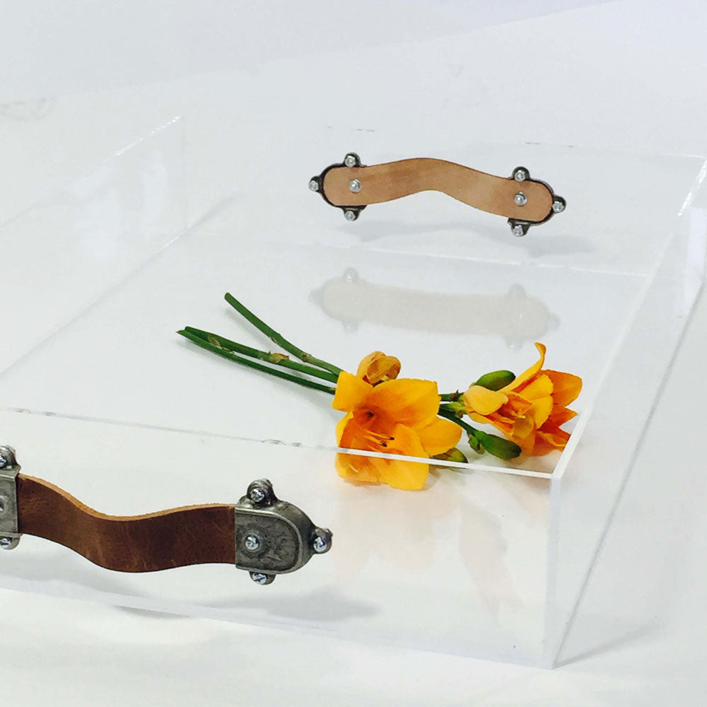 Acrylic Tray with Leather Handles