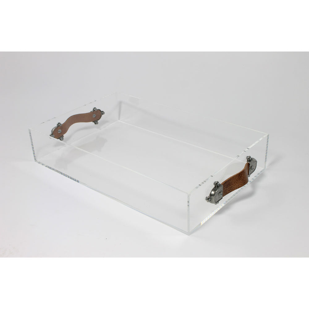 Acrylic Tray with Leather Handles