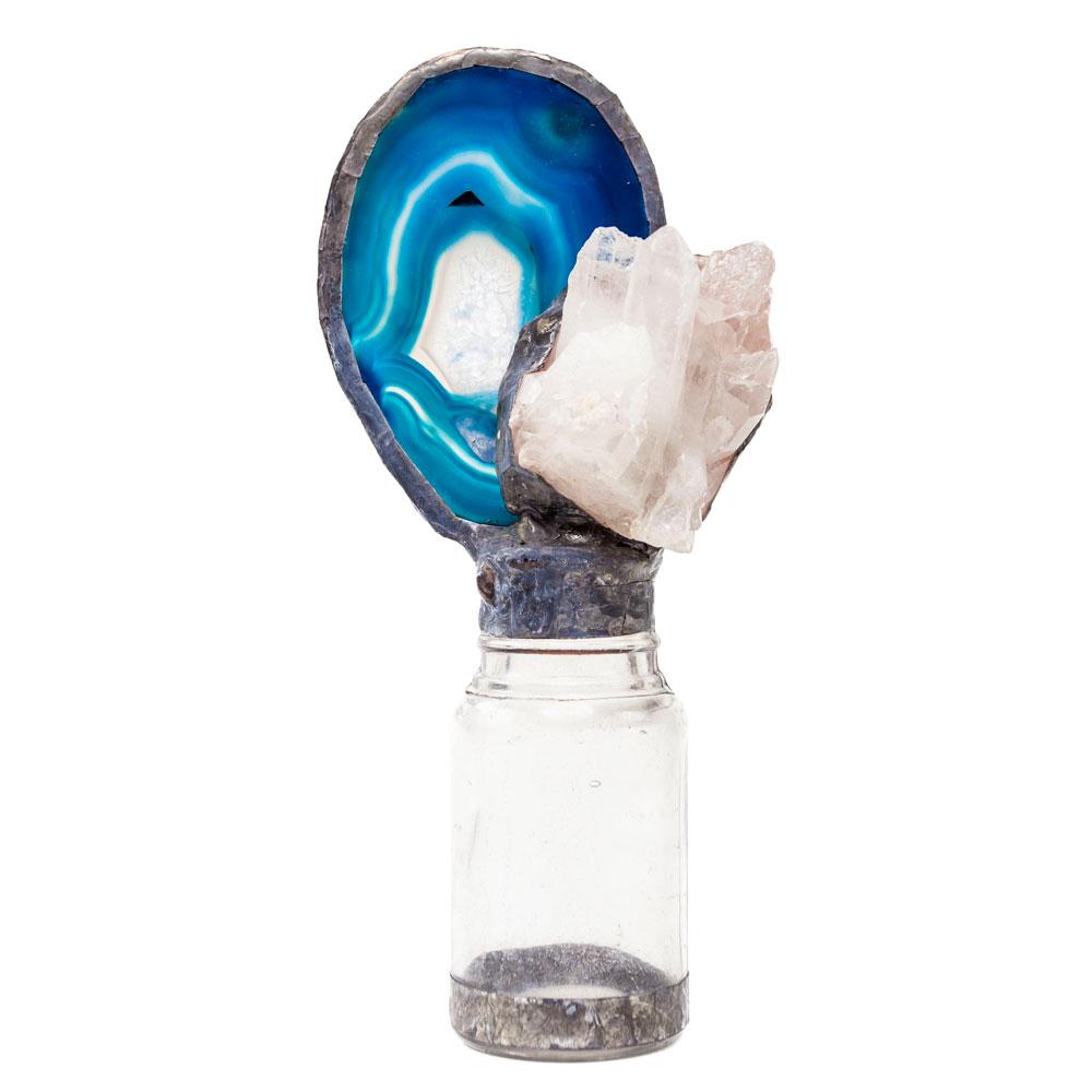 Small Blue Agate Geode Bottle