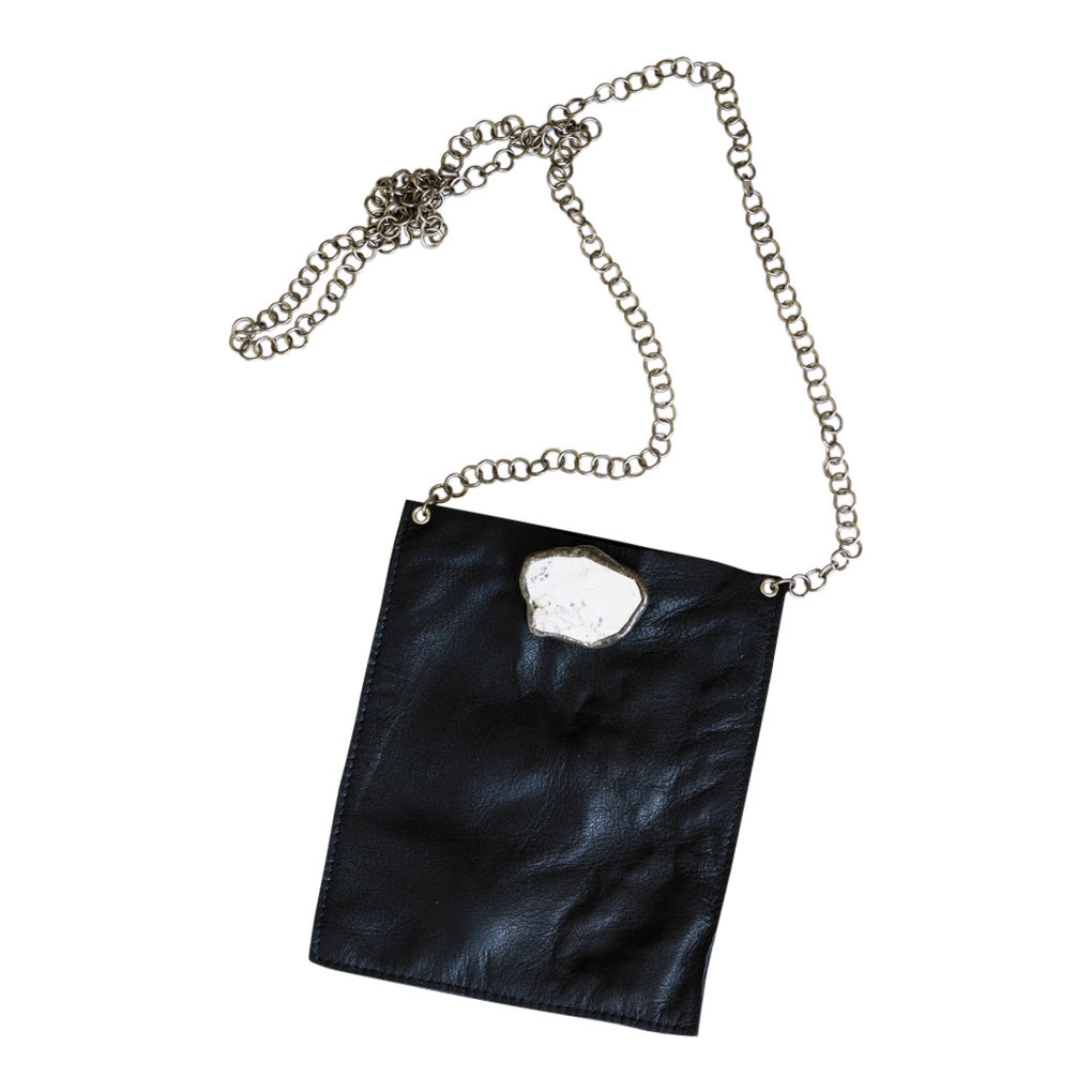 Coco Black Leather Chain Bag - White Stone - SOLD OUT