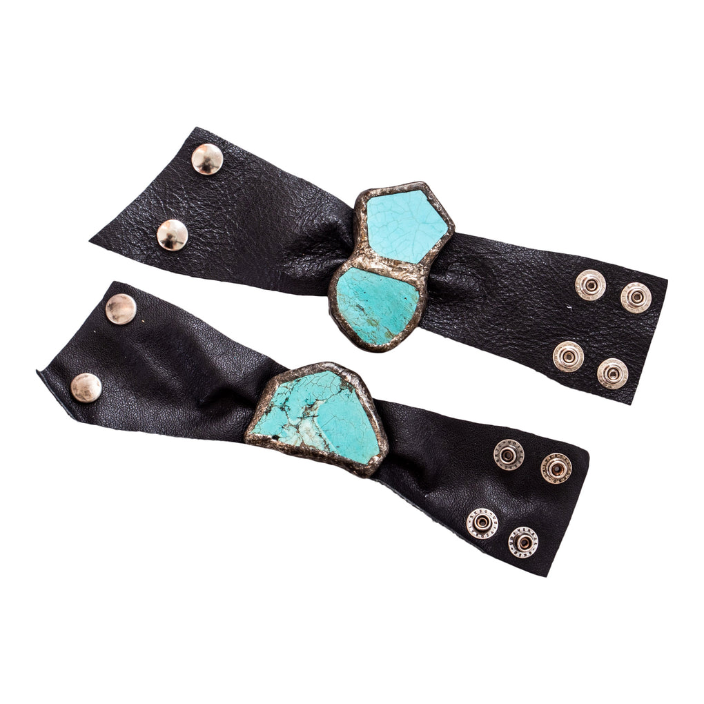 Turquoise Cuff - Black Leather Single