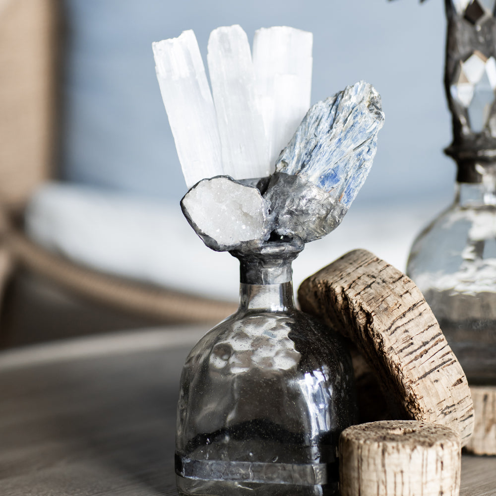 Selenite Blue Kyanite Geode Bottle