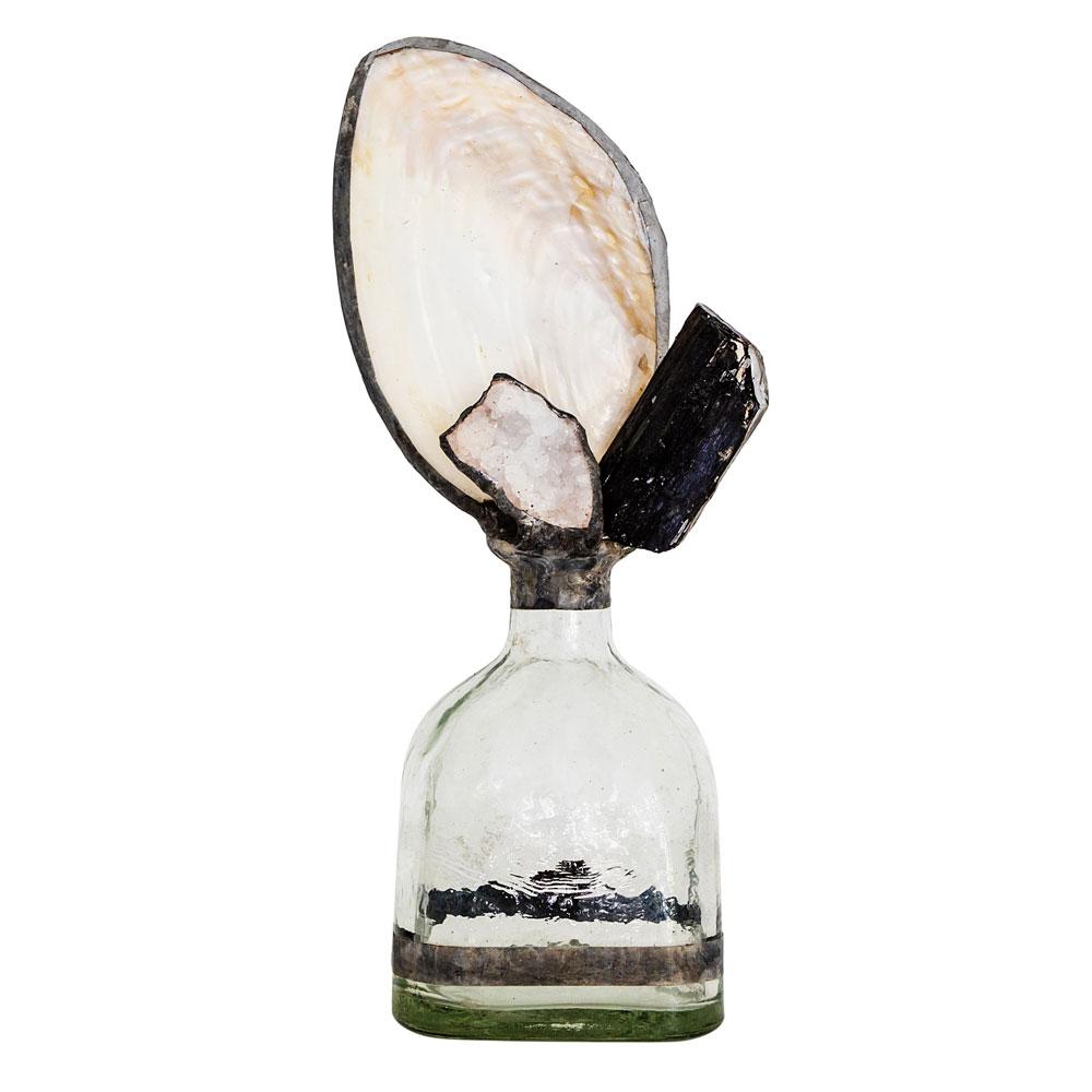 Tourmaline Geode Shell Bottle