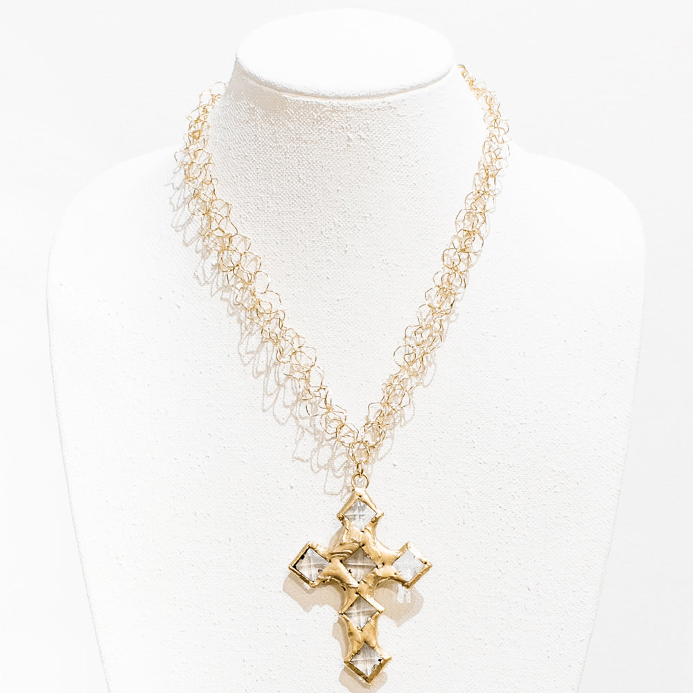 Olivia 18 Karat Gold Crystal Cross Necklace